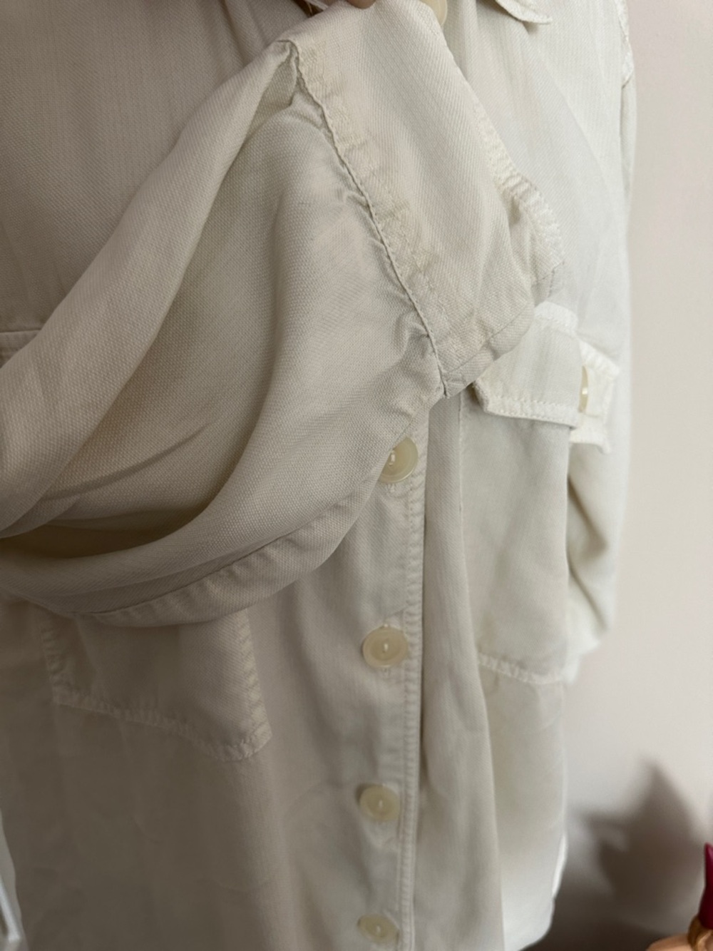 Thread & Supply Off-White Button-Front Utility Shacket Size Large - Picture 6 of 13